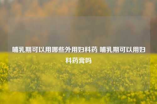 哺乳期可以用哪些外用妇科药 哺乳期可以用妇科药膏吗