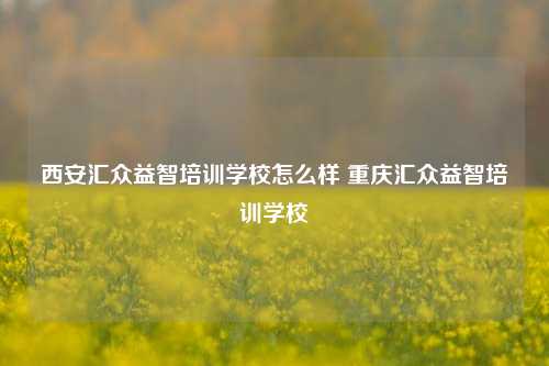 西安汇众益智培训学校怎么样 重庆汇众益智培训学校