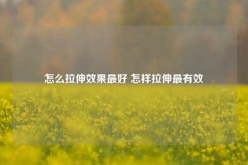 怎么拉伸效果最好 怎样拉伸最有效