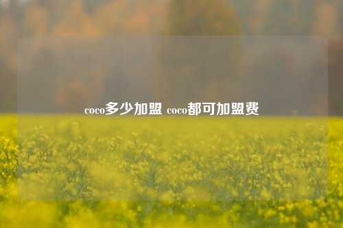 coco多少加盟 coco都可加盟费