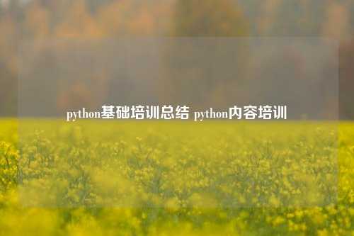 python基础培训总结 python内容培训