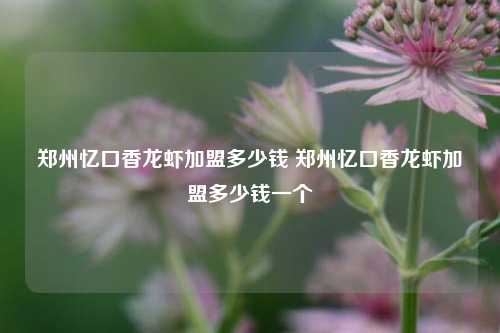 郑州忆口香龙虾加盟多少钱 郑州忆口香龙虾加盟多少钱一个