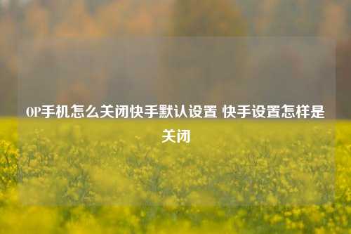 OP手机怎么关闭快手默认设置 快手设置怎样是关闭