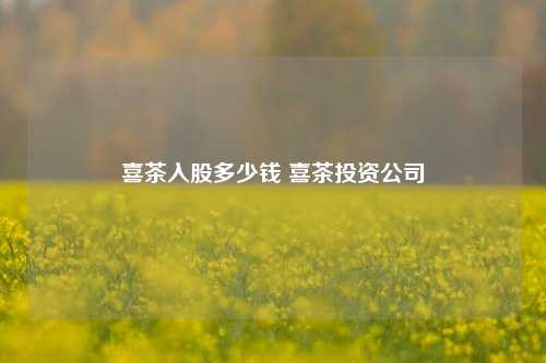 喜茶入股多少钱 喜茶投资公司