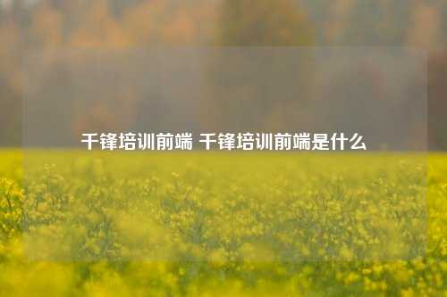 千锋培训前端 千锋培训前端是什么