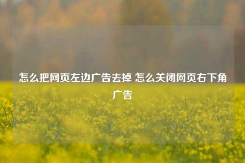 怎么把网页左边广告去掉 怎么关闭网页右下角广告