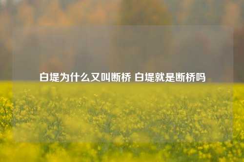 白堤为什么又叫断桥 白堤就是断桥吗