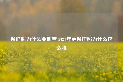 换护照为什么要调查 2021年更换护照为什么这么难