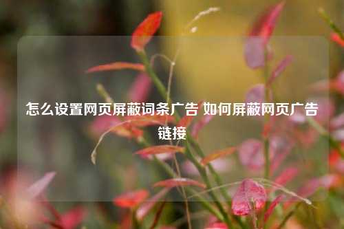 怎么设置网页屏蔽词条广告 如何屏蔽网页广告链接