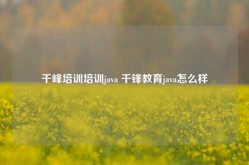 千峰培训培训java 千锋教育java怎么样