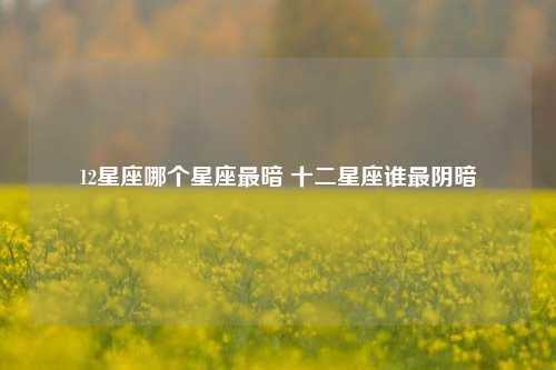 12星座哪个星座最暗 十二星座谁最阴暗
