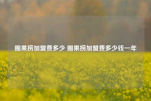 圈果捞加盟费多少 圈果捞加盟费多少钱一年