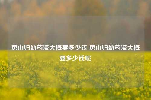 唐山妇幼药流大概要多少钱 唐山妇幼药流大概要多少钱呢