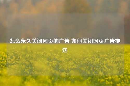 怎么永久关闭网页的广告 如何关闭网页广告推送