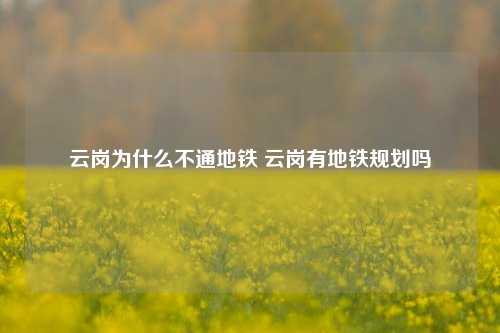 云岗为什么不通地铁 云岗有地铁规划吗