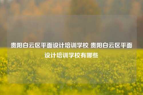 贵阳白云区平面设计培训学校 贵阳白云区平面设计培训学校有哪些