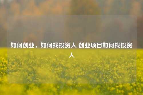 如何创业，如何找投资人 创业项目如何找投资人