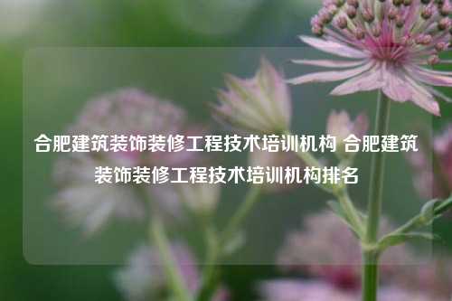 合肥建筑装饰装修工程技术培训机构 合肥建筑装饰装修工程技术培训机构排名