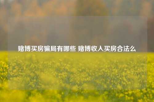 赌博买房骗局有哪些 赌博收入买房合法么