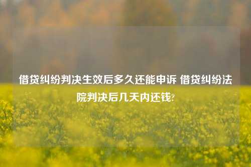 借贷纠纷判决生效后多久还能申诉 借贷纠纷法院判决后几天内还钱?