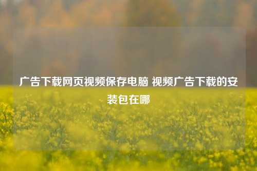 广告下载网页视频保存电脑 视频广告下载的安装包在哪