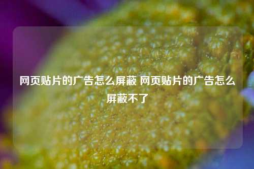 网页贴片的广告怎么屏蔽 网页贴片的广告怎么屏蔽不了