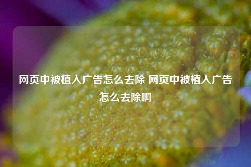 网页中被植入广告怎么去除 网页中被植入广告怎么去除啊