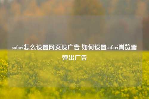 safari怎么设置网页没广告 如何设置safari浏览器弹出广告