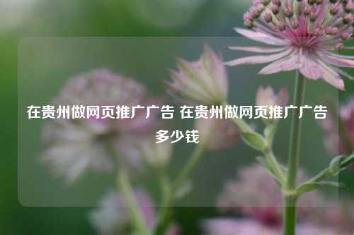 在贵州做网页推广广告 在贵州做网页推广广告多少钱