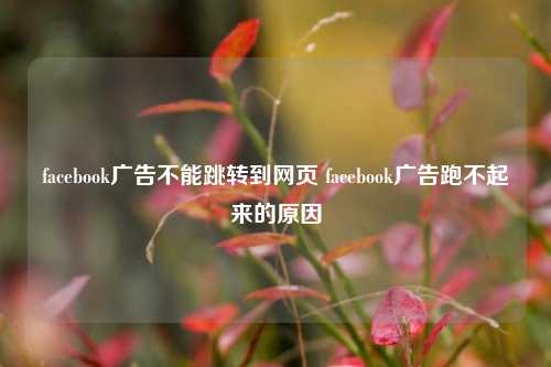 facebook广告不能跳转到网页 facebook广告跑不起来的原因